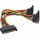 InLine® SATA Strom-Y-Kabel, SATA Buchse an 2x SATA Stecker gewinkelt, mit Sicherheitslaschen, 0,15m