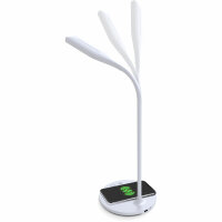 InLine® SmartHome LED Tischleuchte mit Qi-Ladefläche und USB Ausgang, weiß