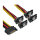 InLine® SATA Strom-Y-Kabel, SATA Buchse an 4x SATA Stecker gewinkelt, mit Sicherheitslaschen, 0,3m