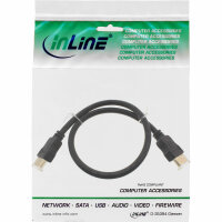 InLine® HDMI Kabel, HDMI-High Speed mit Ethernet, Premium, Stecker / Stecker, schwarz / gold, 1,5m