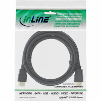 InLine® HDMI Kabel, HDMI-High Speed mit Ethernet, Premium, Stecker / Stecker, schwarz / gold, 2m